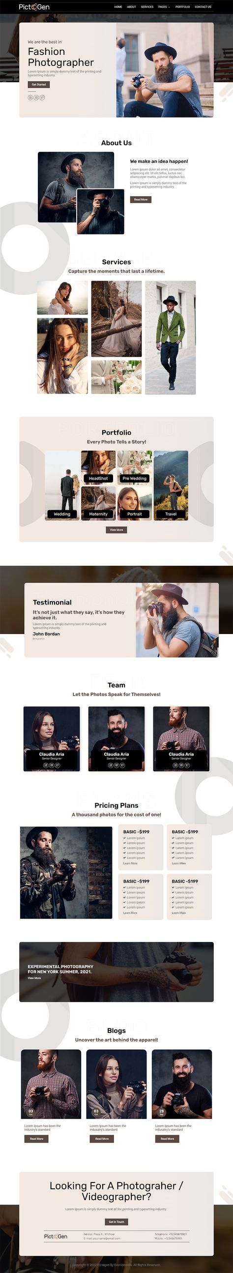 The Pictogen is an Elementor Template Kit of classic and elegant templates for photography websites, fashion portfolios, and photo galleries. It includes section blocks and complete pages, providing everything you need to start your next photography website project. This is not a WordPress theme. Template kits contain page content for the Elementor page builder. This kit has been optimized for use with the free Hello Elementor theme but may be used with most themes that support Elementor. Gallery Section Website Design, Fashion Portfolios, Wordpress Template Design, Photo Gallery Website, Wireframe Website, Photography Website Design, Ux Inspiration, Wordpress Developer, Theme Template