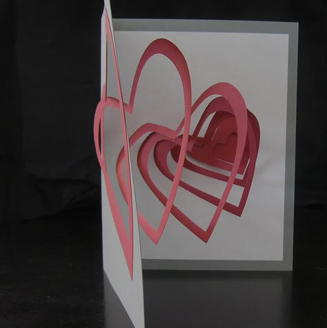 spiral heart pop up card | Flickr - Photo Sharing! Heart Pop Up Card, Pop Up Art, Paper Engineering, Paper Pop, Heart Card, Fancy Fold Cards, Mors Dag, Heart Cards, Pop Up Cards