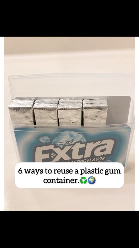 How To Reuse Plastic Gum Containers, Repurpose Olly Vitamin Containers, Upcycle Gum Containers, Gum Holder Diy Cute Ideas, Extra Gum Box Ideas, Repurposed Plastic Containers, Plastic Gum Container Crafts, What To Do With Gum Containers, What To Do With Gum Wrappers