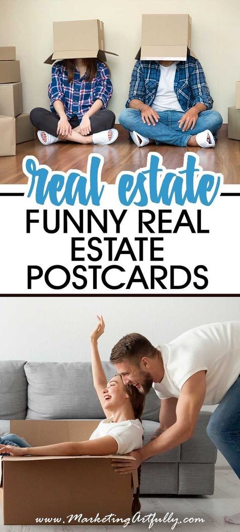 Tips and ideas for real estate marketing! Creative and funny direct mail postcard ideas. Great for farming and finding new clients. Lots of tips for how to use realtor postcards in your marketing mix! #realestate #postcards Realtor Ads, Real Estate Marketing Postcards, Realtor Postcards, Marketing Postcard, Postcard Ideas, Funny Real Estate, Real Estate Postcards, Real Estate Ads, Realestate Marketing