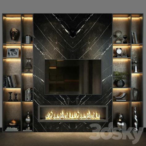 Fireplace Tv Wall, Modern Tv Wall, Wall Tv Unit Design, Living Room Tv Unit Designs, Tv Room Design, Modern Kitchen Design Luxury 2020, Luxury Living Room Design, Living Room Decor Fireplace, Tv Wall Design