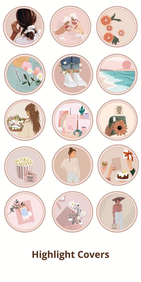 Illustrations Icons Story Highlight. Boho Illustration Instagram 6EA Templates For Instagram Highlights, Cute Cover Highlight Instagram, Story Icons Instagram Aesthetic, Highlight Photos For Instagram, Feed Instagram Story A La Une, Hailait Instagram Cover, Instagram Highlight Stickers, Cover Instagram Highlight Story, Ideas For Highlights Instagram