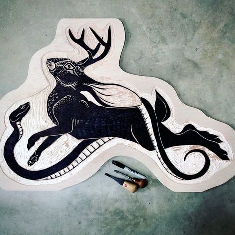 Jackalope Linocut, Jackalope Embroidery, Jackalope Tattoo Traditional, Jackalope Illustration, Jackalope Drawing, Jackalope Art, Jackalope Tattoo, Branding 2023, Pyrography Designs