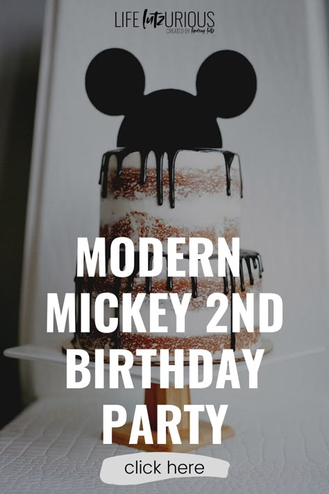 Mickey Mouse Birthday Simple, Mickey Mouse Birthday Twodles, Black And White Mickey Birthday, Muted Mickey Mouse Party, Minimalist Mickey Mouse Birthday, 2nd Birthday Mickey Mouse Theme, 2 Year Mickey Mouse Party, Modern Mickey Mouse Birthday Party, Classy Mickey Mouse Party