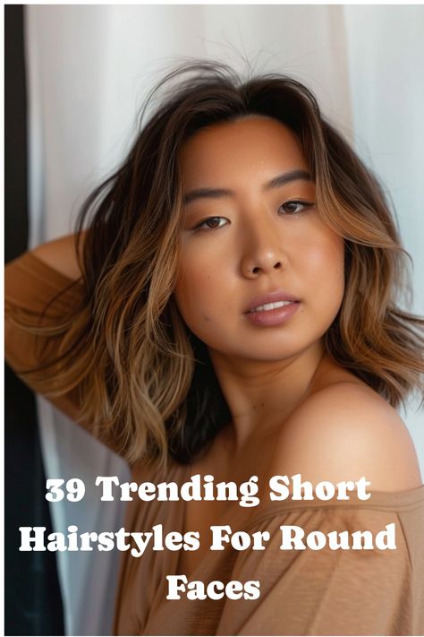 Discover the top trending short hairstyles for round faces that are taking over this season! Whether you're looking for a bold pixie or a sleek bob, we've curated a collection that celebrates soft curves and easy maintenance. Perfect for those wanting to accentuate their round facial features with a touch of modern edge. Tap the link for more style inspiration! Medium Bob For Round Face, Asian Lob Haircut Round Faces, Haircuts For Asian Women Round Faces, Haircut For Thin Hair And Round Face, Short Haircuts For Round Faces Straight Hair, Short Bob Asian Hair, Thin Hair Haircuts Round Face, Round Face Asian Hairstyles, Asian Round Face Haircuts