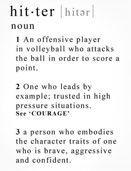 Outside hitter Volleyball Hitter, Inspirational Volleyball Quotes, Libero Volleyball, Volleyball Memes, Volleyball Humor, Volleyball Inspiration, Volleyball Tips, Volleyball Training, Volleyball Quotes