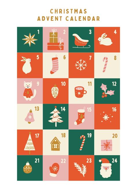 #adventcalendar #advent #calendar #christmas #gift #december #xmas #holiday #feast #festival #celebration #santa #winter #hare #canva #pro Cute Christmas Calendar, Animated Advent Calendar, Advent Calendar Poster, Advent Calendar Design Ideas, Illustrated Advent Calendar, Advent Calendar Graphic, Advent Calendar Design Graphic, Instagram Advent Calendar, Advent Calendar Graphic Design