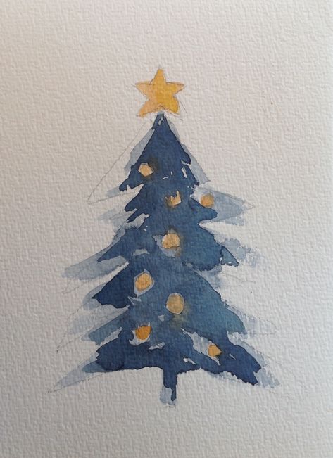 How To Paint Watercolor Christmas Tree, New Year Christmas Tree, Watercolor Christmas Cards Diy, Christmas Pine Tree, Painted Christmas Cards, Pine Tree Forest, Christmas Stock Photos, Tree Watercolor Painting, Painting Materials