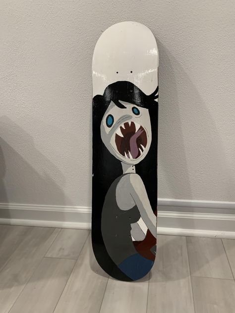 Skate Bored Design, Skate Deck Designs, Skateboard Paint Ideas, Adventure Time Skateboard, Painting A Skateboard, Skateboard Deck Painting, Marceline Painting, Skateboard Ideas Design, Skateboard Aesthetic Design