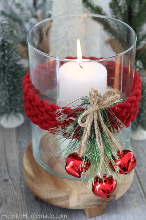 DIY Decorated Candles | Create these gorgeous candles in minutes! Everyone will think they are store bought! #candles #decoratedcandles #christmascrafts #crafts Candles Christmas Decorations, Christmas Votives Ideas, Decorate Jars Ideas, Christmas Crafts Candle Holders, Decorated Candles Ideas, Diy Christmas Candle Holders, Christmas Candle Decorations Ideas, Christmas Candle Crafts, Art Floral Noel