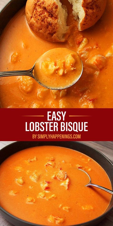 Texas Meals, Easy Lobster Bisque, How To Make Lobster, Lobster Soup, Seafood Soups, Lobster Bisque Recipe, Bisque Soup Recipes, Lobster Bisque Soup, Frozen Lobster