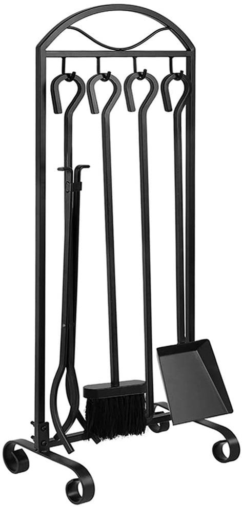 Amazon.com: Amagabeli 5 Pieces Fireplace Tools Indoor Outdoor Large Wrought Iron Firewood Toolset with Decor Holder Black Fireset Pit Stand Fire Place Log Tongs Tools Kit Sets with Handles Wood Stove Accessories : Home & Kitchen Gold Fireplace Screen, Blue Floating Candles, Cast Iron Fire Pit, Fireplace Bellows, Iron Fire Pit, Fireplace Doors, Wrought Iron Decor, Fireplace Logs, Iron Tools