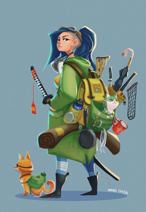 ArtStation - Backpackers, wang dada Backpack Drawing, Backpack Art, Character Design Challenge, Concept Art Character, Sketch Inspiration, Design Challenge, Game Character Design, Character Design Animation, Cartoon Character Design