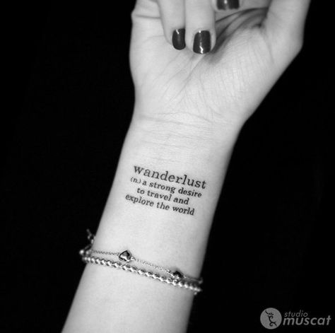 . Fernweh Tattoo, Simple Wrist Tattoos, Meaningful Wrist Tattoos, Wanderlust Tattoo, Men Tattoos, Wrist Tattoos For Guys, Inspiration Tattoos, Geniale Tattoos, Small Wrist Tattoos