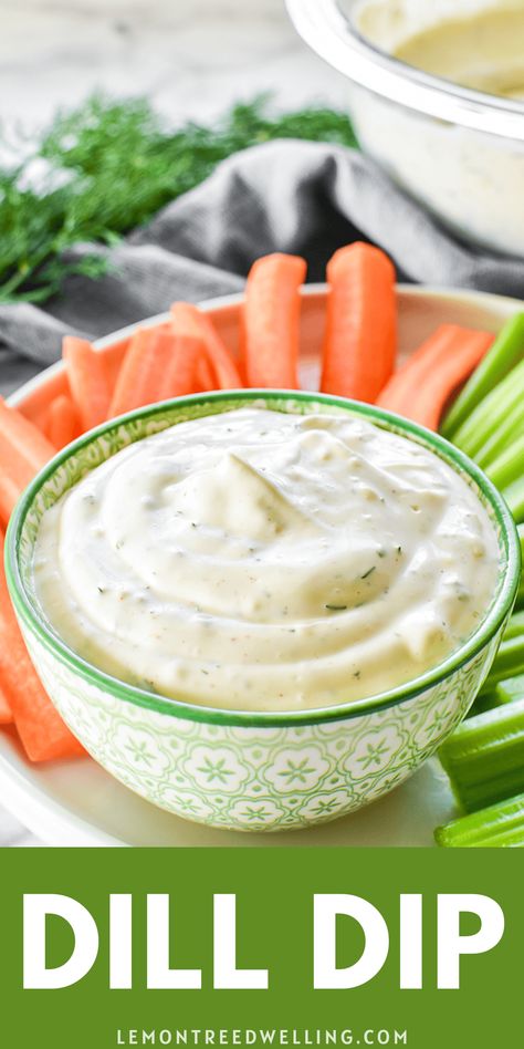 Homemade Dill Dip - made with just 6 simple ingredients! The perfect dip for fresh veggies, crackers, pretzels, or any of your favorites! Dill Dip Recipe Sour Cream, Healthy Dill Dip, Homemade Dill Dip, Dill Dip Recipe, Dill Dip Recipes, Bagel Dip, Dill Dip, Best Macaroni Salad, Delicious Dips Recipes