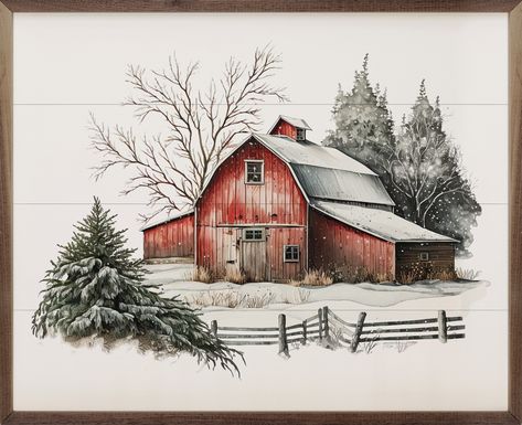 You'll love the Winter Barn With Two Pines Behind at Wayfair - Great Deals on all Décor & Pillows products with Free Shipping on most stuff, even the big stuff. Winter Wood Crafts, Crown Pictures, Winter Wall Decor, Barn Wood Crafts, Painted Background, Barn Decor, Picture Quilts, Queen Pictures, Winter Painting