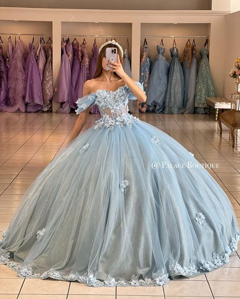 Dusty Blue 15 Dresses, Cinderella Quince Theme Ideas, Ocean Blue Quinceanera Dresses, Elsa Quinceanera Dress, Gray Blue Quinceanera Dresses, Dusty Blue Quince Dress, Blue Grey Quinceanera Dresses, Pastel Blue Quinceanera Dresses, Sky Blue Quince Dress