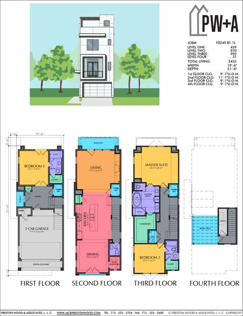 Town House Plans, Master Suite Bedroom, Deck Dining, Wine Closet, Garage Roof, Architecture Sketches, Floor Plans 2 Story, Small House Floor Plans, Townhouse Designs