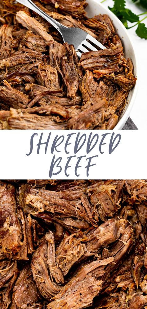 This shredded beef is incredibly versatile and delicious! Tender, juicy, and flaky beef can be used in tacos, on a salad, or simply on its own. Prep this shredded beef recipe at the start of your week and enjoy it in a variety of ways all week long! Shredded Beef Recipe, Shredded Beef Sandwiches, Shredded Beef Recipes, Betty Wright, Sirloin Tip Roast, Beef Round, Pulled Beef, Roast Beef Recipes, Beef Chuck Roast