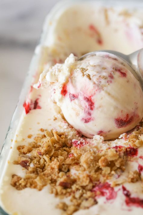 Raspberry Crisp, White Chocolate Ice Cream, Raspberry Ice Cream, Homemade Ice Cream Recipes, White Chocolate Raspberry, Ice Cream Treats, Cane Sugar, Ice Cream Flavors, Healthy Meals For Kids