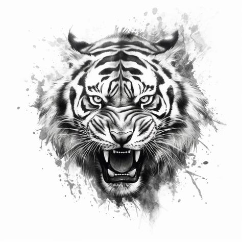 Tiger Art Drawing, Tiger Stencil, Tiger Face Tattoo, Tiger Head Tattoo, Big Cat Tattoo, Tiger Tattoos, Tiger Artwork, Tiger Tattoo Design, Tiger Drawing