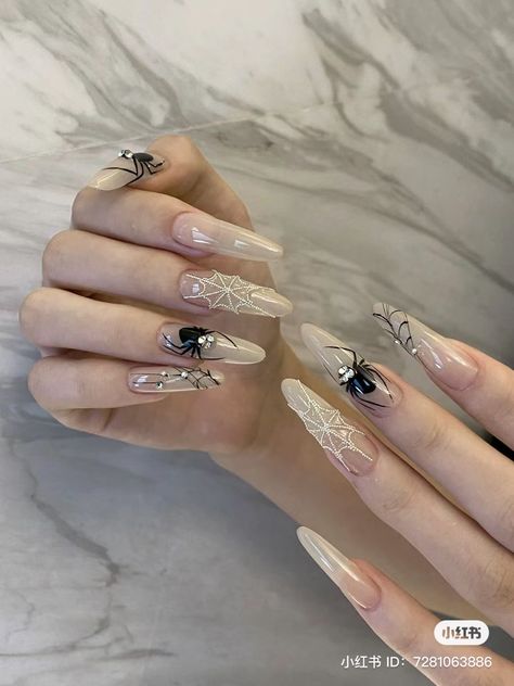 Halloween Nails Korean, Nail Art Birthday, Korean Halloween, Xiaohongshu Nails, Nails Chinese, Nails Kpop, Kpop Nails, Nails Korean, Nail Piercing