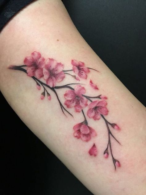 250+ Japanese Cherry Blossom Tattoo Designs With Meanings & Symbolism (2021) Tattoo Sakura, Tattoo Avant Bras, Blossom Tree Tattoo, Sakura Tattoo, Mastectomy Tattoo, Tree Tattoo Designs, Tato Lengan, Red Tattoos, Blossom Tattoo