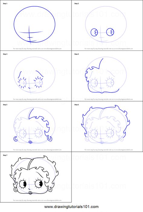 How to Draw Betty Boop Face printable step by step drawing sheet : DrawingTutorials101.com Draw Betty Boop, Chicano Art Drawings Sketches, Drawing Ideas Chicano, Traditional Tattoo Tutorial, Betty Boop Face, Cartoon Character Drawing, Explore Drawing, Iconic Cartoon Characters, Face Printable