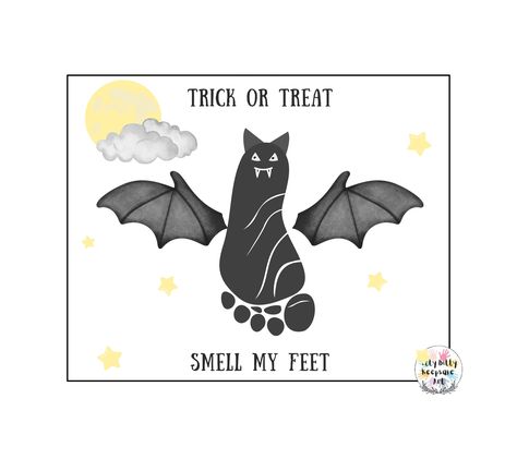 DIY Printable Smell My Feet Bat Footprint Craft Template Digital Print-it-out template Craft Perfect Activity for: -Teachers/Homeschooling -Parents -Daycares -Friends and Families ***Adorable fall artwork / craft. -Instant Download PDF File Available -Printable Craft ***Just paint and add kids handprints to make it a memorable craft : Keepsake #handprintart #footprintart #homeschooling #handandfootprint #teachercrafts #toddleractivity #diycrafts #preschoolcrafts #halloweencrafts Footprint Template, Handprint Printable, Template Craft, Bat Craft, Footprint Craft, Add Kids, Fall Artwork, Preschool Activities Toddler, File Template