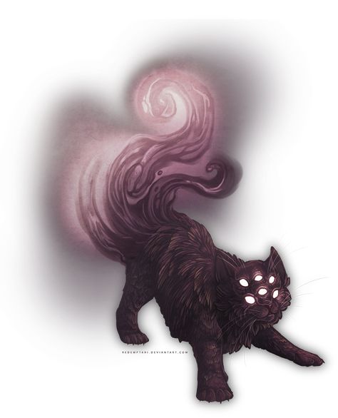 Cute Familiars Art, Cat Fantasy Art Mythical Creatures, Fantasy Familiars Animals, Fictional Animals Art, Fantasy Beast Concept Art, Mythical Cat Art, Fantasy Creature Design Animals, Fantasy Pet Art, Cat Familiar Art