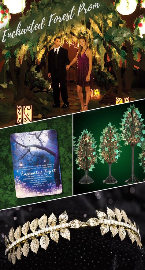 Forest Prom Theme, Enchanted Forest Prom Theme, Garden Theme Party, Enchanted Forest Book, School Dance Themes, Romantic Lights, Enchanted Forest Prom, School Dance Ideas, Prom Planning