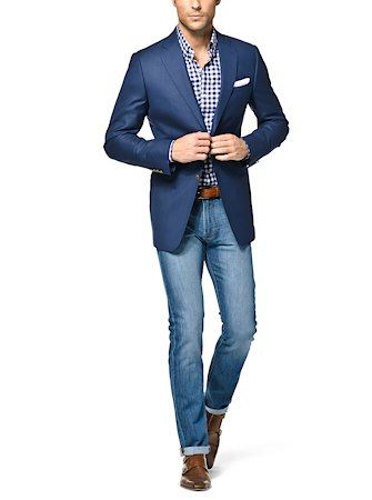 Sports Coat And Jeans, Blue Blazer Outfit Men, Blue Jeans Outfit Men, Sport Coat Outfit, Blue Sport Coat, Mens Blazers, Blazer Outfits Men, Mens Business Casual Outfits, Mens Fashion Sweaters