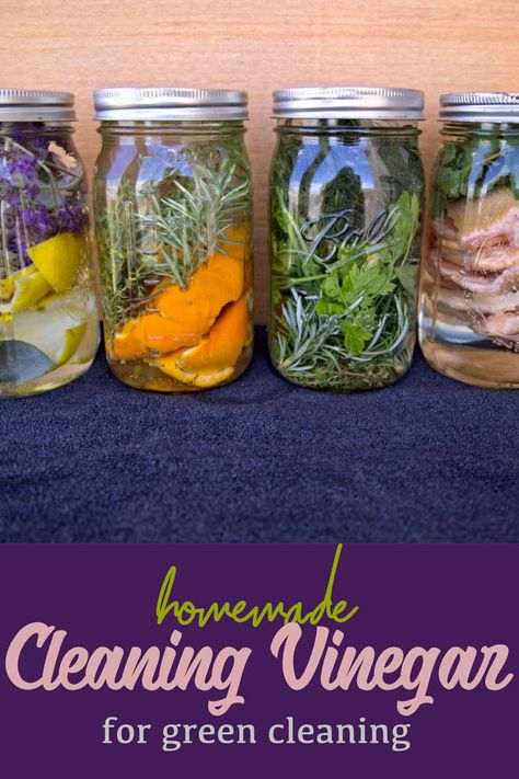 4 easy recipes for infused homemade cleaning vinegar Vinegar Cleaning Spray, Diy Vinegar, Diy Cleaning Spray, Cleaning Vinegar, Infused Vinegars, Vinegar Cleaner, Natural Cleaning Solutions, Homemade Cleaning Supplies, Vinegar Uses