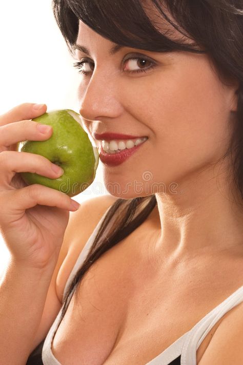 Rotten Apple, Holding Fruit, Woman Eating, Woman Smiling, Smiling Woman, Forbidden Fruit, Branding Business, Business Card Branding, Diet Nutrition