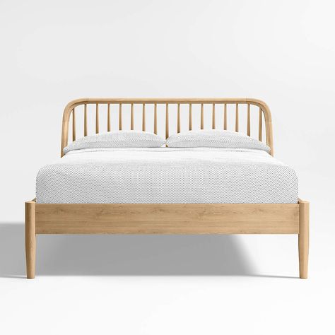 Oak Spindle Bed, Kids Queen Bed, Kids Twin Bed Frame, Oak Spindles, Kids Twin Bed, Bed Rails For Toddlers, Spindle Bed, Utah House, Diy Kids Furniture