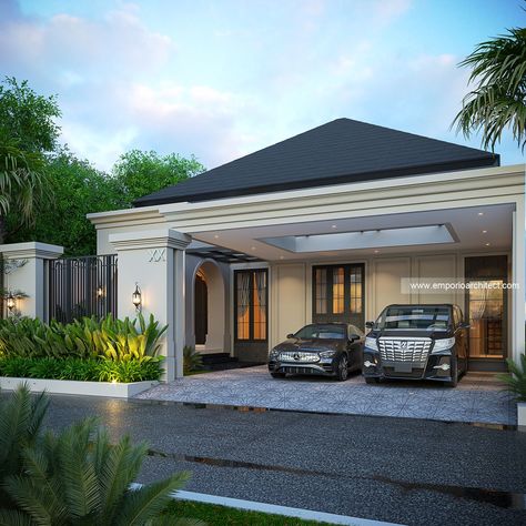 Modern House 1 Floor, House 1 Floor, Classic Modern House, Mediterranean House Design, Home Exterior Design, Emporio Architect, Bali House, Proposal Design, Classic House Design