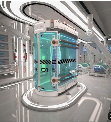 Futuristic Laboratory, Sci Fi Laboratory, Scifi Interior, Teknologi Futuristik, Laboratory Design, San Myshuno, Futuristic Space, Spaceship Interior, Sci Fi Environment