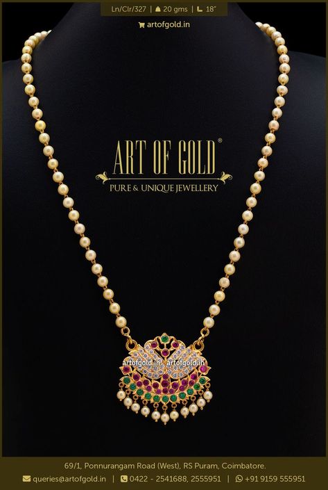 Click on the Image to Purchase / Enquire. #Pearl #Necklace with #Gold Pendant. Perl Neckles With Gold Indian, Gold Pendant With Beads, Pearl Pendent Set Gold, Pearl Necklace With Gold Pendant, Stone Dollar Chain Gold Indian, Light Weight Pearl Gold Jewellery, Pathakam Pendant, Stone Pendent Designs Gold, Pearl Pendant Designs Gold