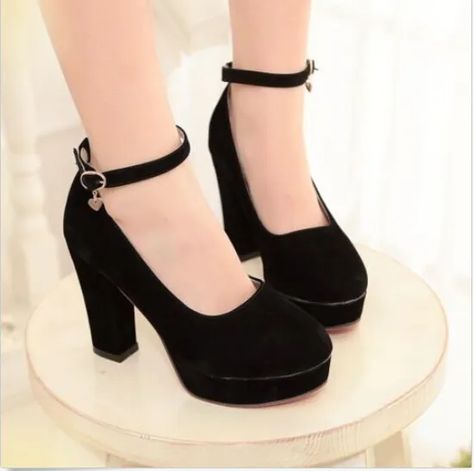 Hot Spring Autumn Womens Mary jane Round Toe Chunky Block High Heels Shoes | eBay Prom Shoes Black, Cute Black Heels, Estilo Emo, Homecoming Shoes, Block High Heels, Cute High Heels, Orange Heels, Cute Shoes Heels, Womens Mary Janes