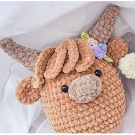 Crochet Squishmallow Pattern, Squishmallows Crochet, Crochet Squishies, Squishmallow Pattern, Squishmallow Crochet, Crochet Squishmallow, Highland Cow Crochet Pattern, Crocheted Plushies, Crochet Highland Cow