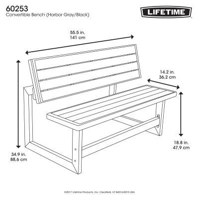 Lifetime Convertible Bench Metal And Wood Bench, Wood Bench Outdoor, Bench Dimensions, Welded Furniture, Industrial Design Furniture, Bench Designs, Iron Furniture, Wooden Bench, Steel Furniture