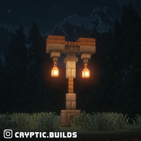 Light Post Minecraft Ideas, Street Light Ideas Minecraft, Lamp Post Minecraft Ideas, Light Posts Minecraft, Minecraft Light Post Cottagecore, Minecraft Streetlights, Streetlights Minecraft, Lampposts Minecraft, Minecraft Lampposts