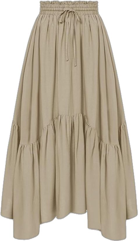 Trending Skirt Outfits, Cute Long Skirts, Layered Long Skirt, Long Summer Skirts, Unique Skirts Design, Long Skirt With Pockets, Grey Clothes, Cottagecore Skirt, Green Skirts