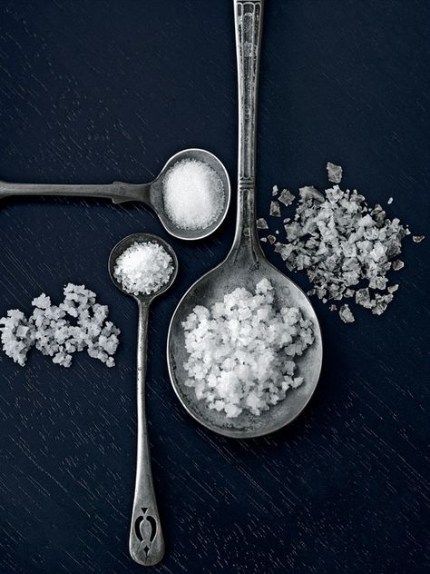 Auraphoto - Rob Fiocca. clever composition, greys, silver, salt, spoons, still… Dark Food Photography, Food Art Photography, Beautiful Food Photography, Food Photography Inspiration, Prop Styling, Food Photography Styling, Foto Inspiration, Photographing Food, Photo Styling