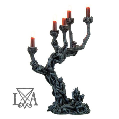 Candle Holders | Luciferian Apotheca - Luciferian, Satanic, Magick | The Luciferian Apotheca - Your Satanic, Left Hand Path & Occult Shop Large Candle Holders, Gothic Gifts, Dark And Twisted, Hieronymus Bosch, Gothic Horror, Dark Gothic, Large Candles, Gothic Home Decor, Gothic House