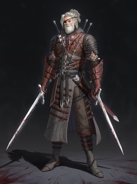 Old Swordsman, Blood Hunter, Dragon Age Characters, Witcher Art, Dungeons And Dragons Classes, Fantasy Theme, Dungeons And Dragons Homebrew, Fantasy Male, Fantasy Armor