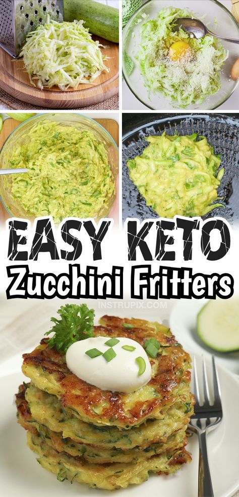 Keto Zucchini Fritters, Veggie Fritters, Keto Zucchini, Breakfast Low Carb, Easy Zucchini, Low Carb Zucchini, Zucchini Fritters, Fritter Recipes, Healthy Low Carb Recipes