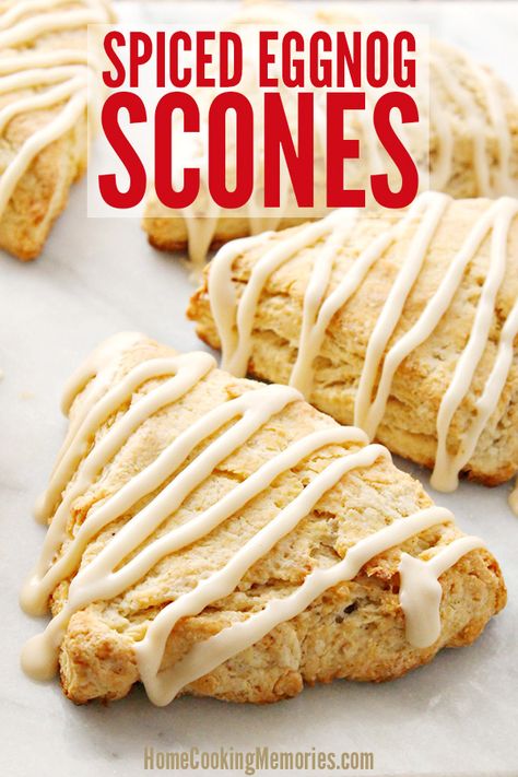 Eggnog Scones Recipe, Eggnog Scones, Desserts Holiday, Spiced Eggnog, Chocolate Peanut Butter Desserts, Scones Recipe Easy, Homemade Scones, Eggnog Recipe, Scones Recipe