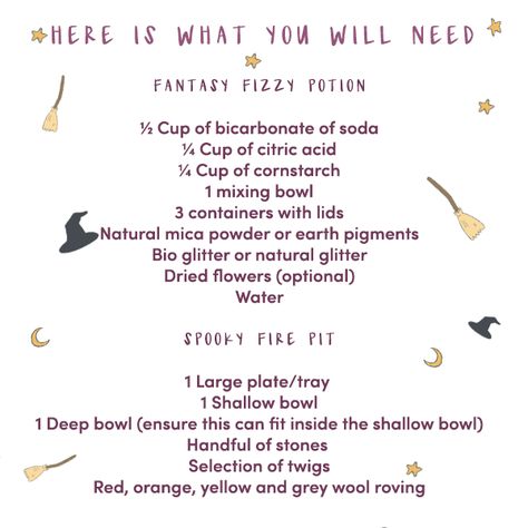 Diy Fizzy Potions, Diy Witch Potions For Kids, Potions Recipes For Kids, Diy Potion Kit For Kids, Kids Potion Recipes, Potion Birthday Party, Potions Lab, Potion Party, Potion Play