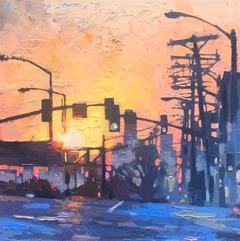 Los Angeles Painting, Cityscape Painting, Romantic Art, Daily Paintworks, Wall Art For Sale, Cool Paintings, Old Art, Pictures To Paint, Fine Art Gallery